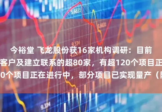 今裕堂 飞龙股份获16家机构调研：目前公司液冷领域主要客户及建立联系的超80家，有超120个项目正在进行中，部分项目已实现量产（附调研问答）